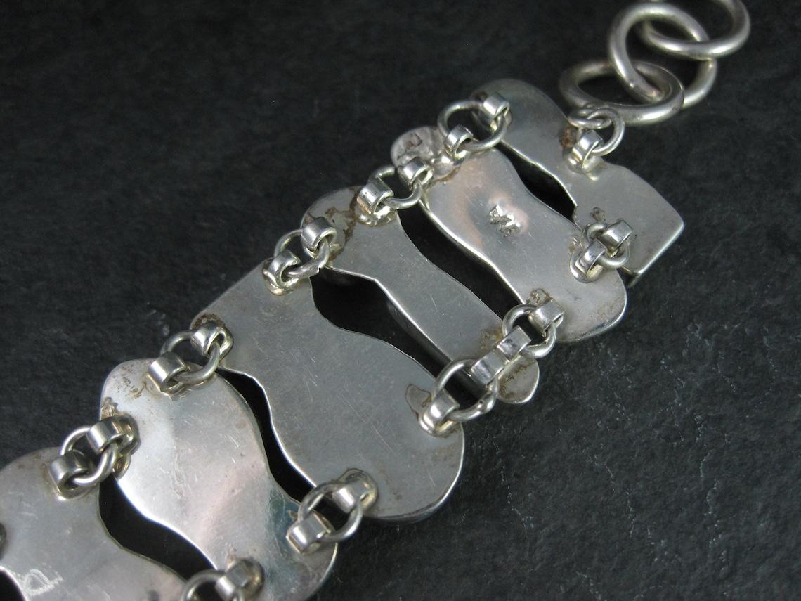 Estate Sterling Gemstone Pearl Toggle Bracelet 7-8 Inches 3