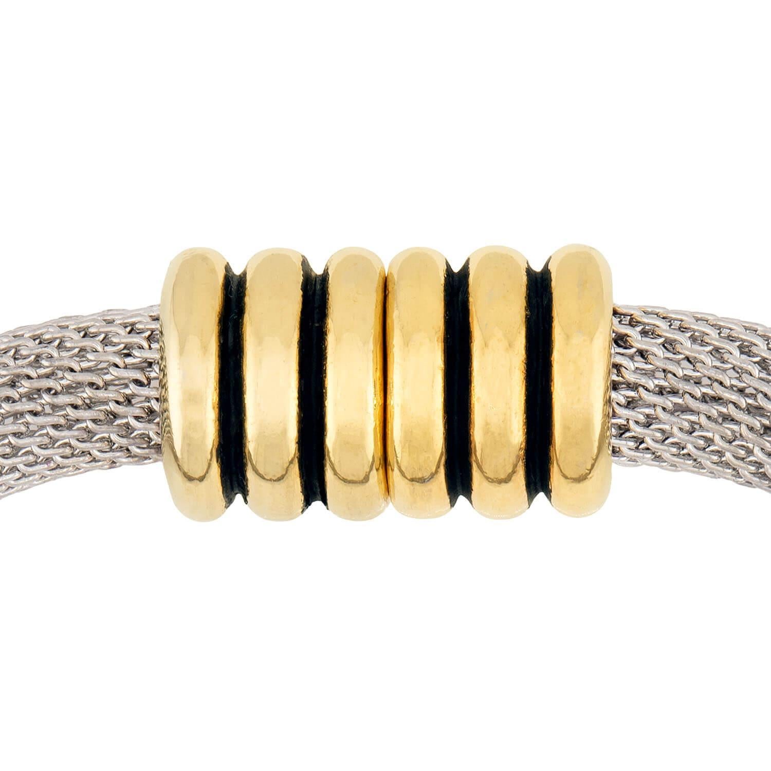 Estate Sterling Silver/18k Mesh Choker In Good Condition For Sale In Narberth, PA