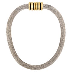 Estate Sterling Silver/18k Mesh Choker