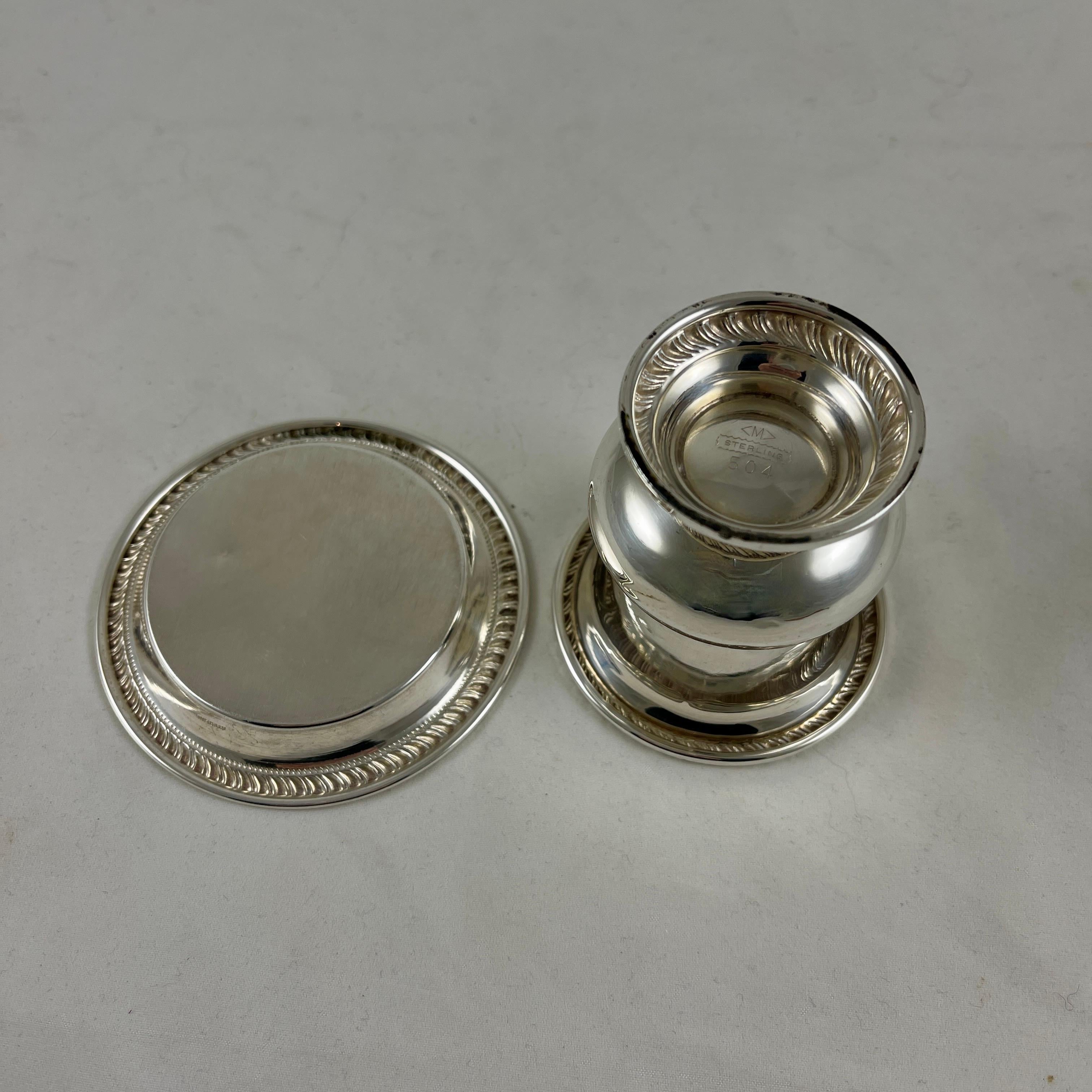 Estate Sterling Silver 2-Piece Cigarette or Match Holder Smoker Set 1
