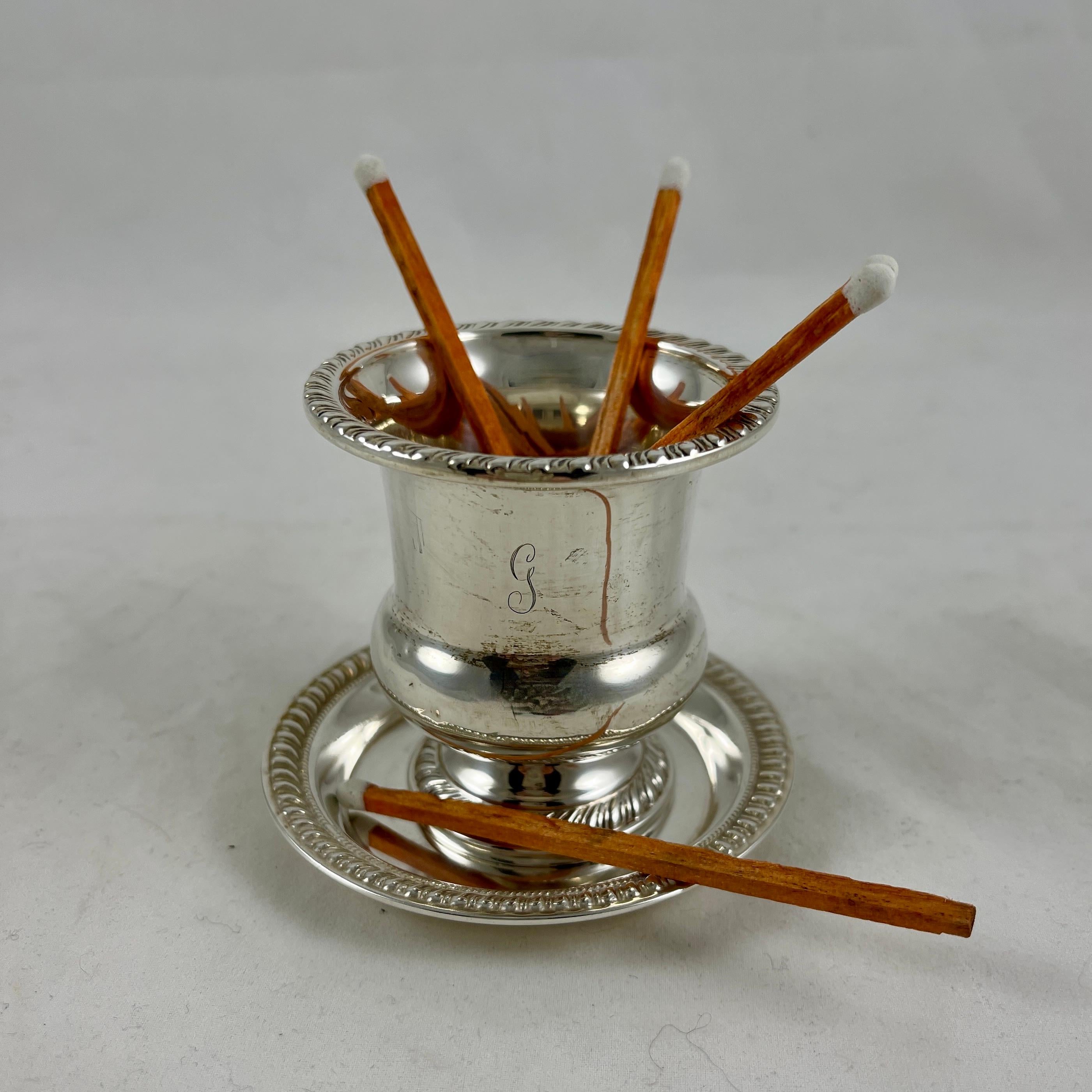 Américain Set de fumeur porte-cigarettes ou allumettes 2 pièces en A Silver en vente