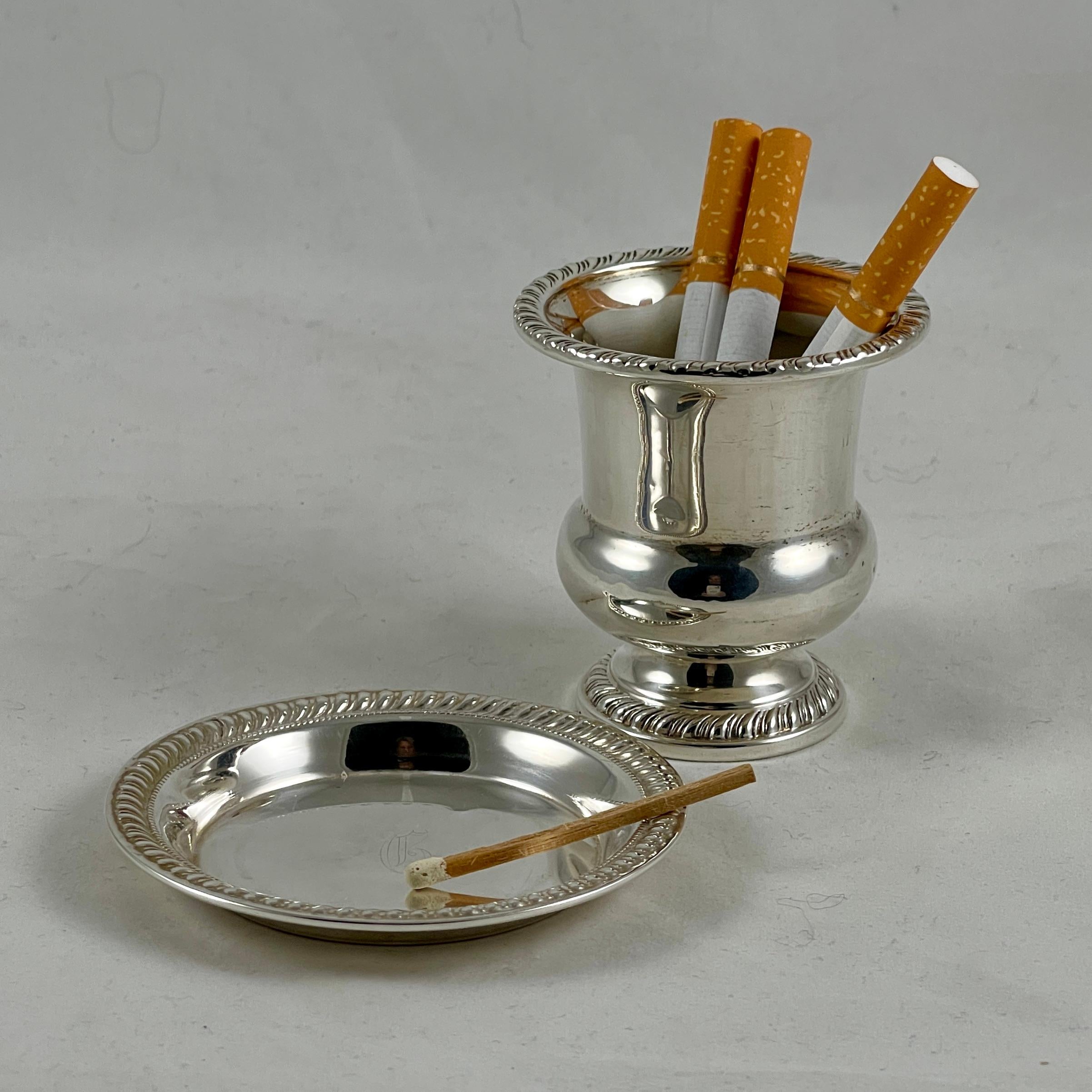 Ferronnerie Set de fumeur porte-cigarettes ou allumettes 2 pièces en A Silver en vente