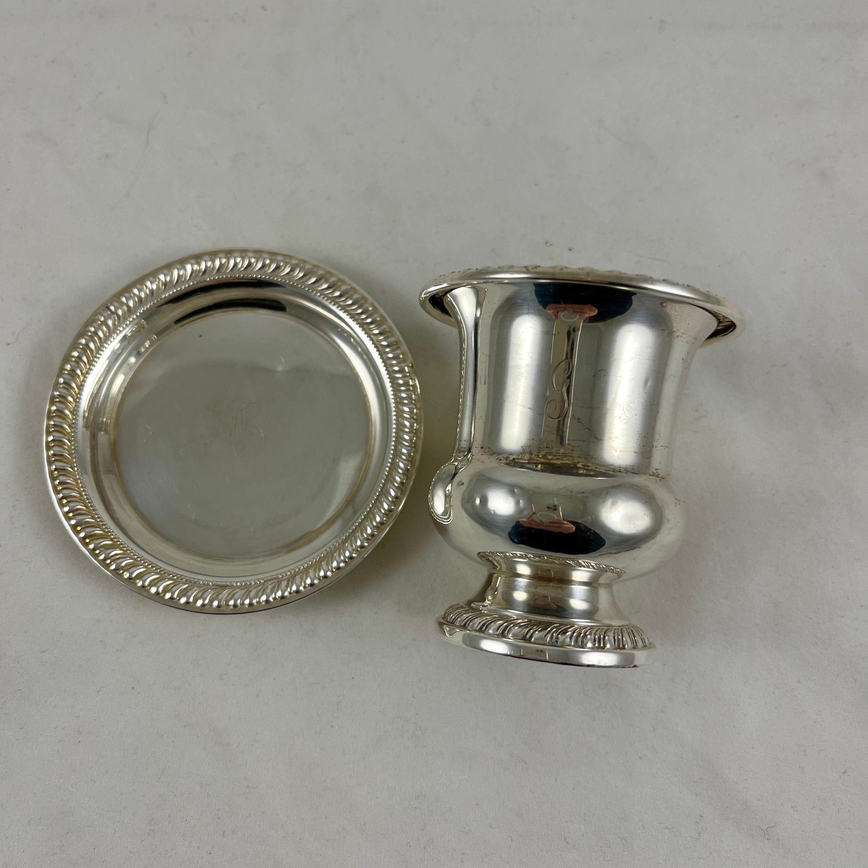 Estate Sterling Silver 2-Piece Cigarette or Match Holder Smoker Set In Good Condition For Sale In Philadelphia, PA