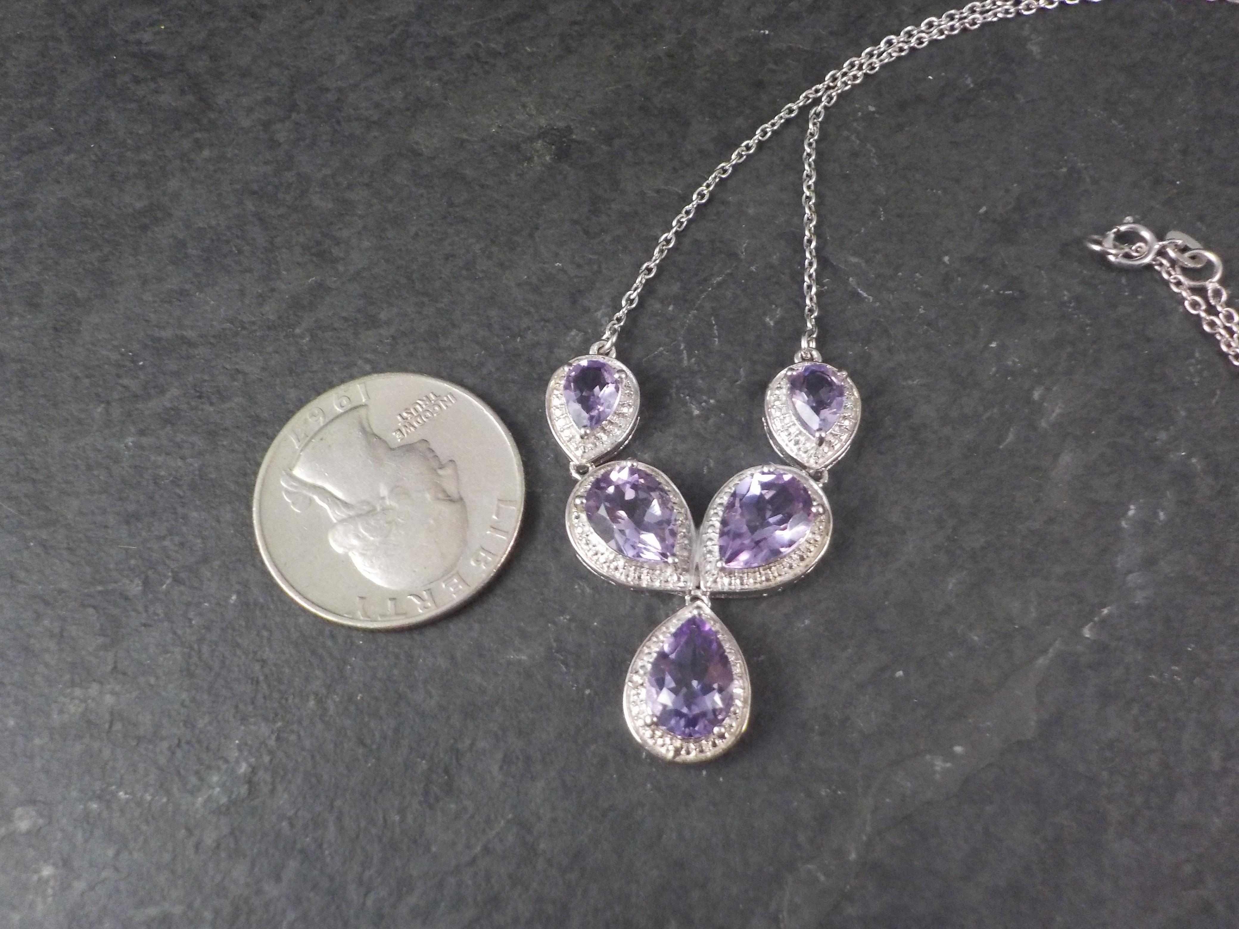 Estate Sterling Silver Amethyst Y Necklace In Excellent Condition For Sale In Webster, SD