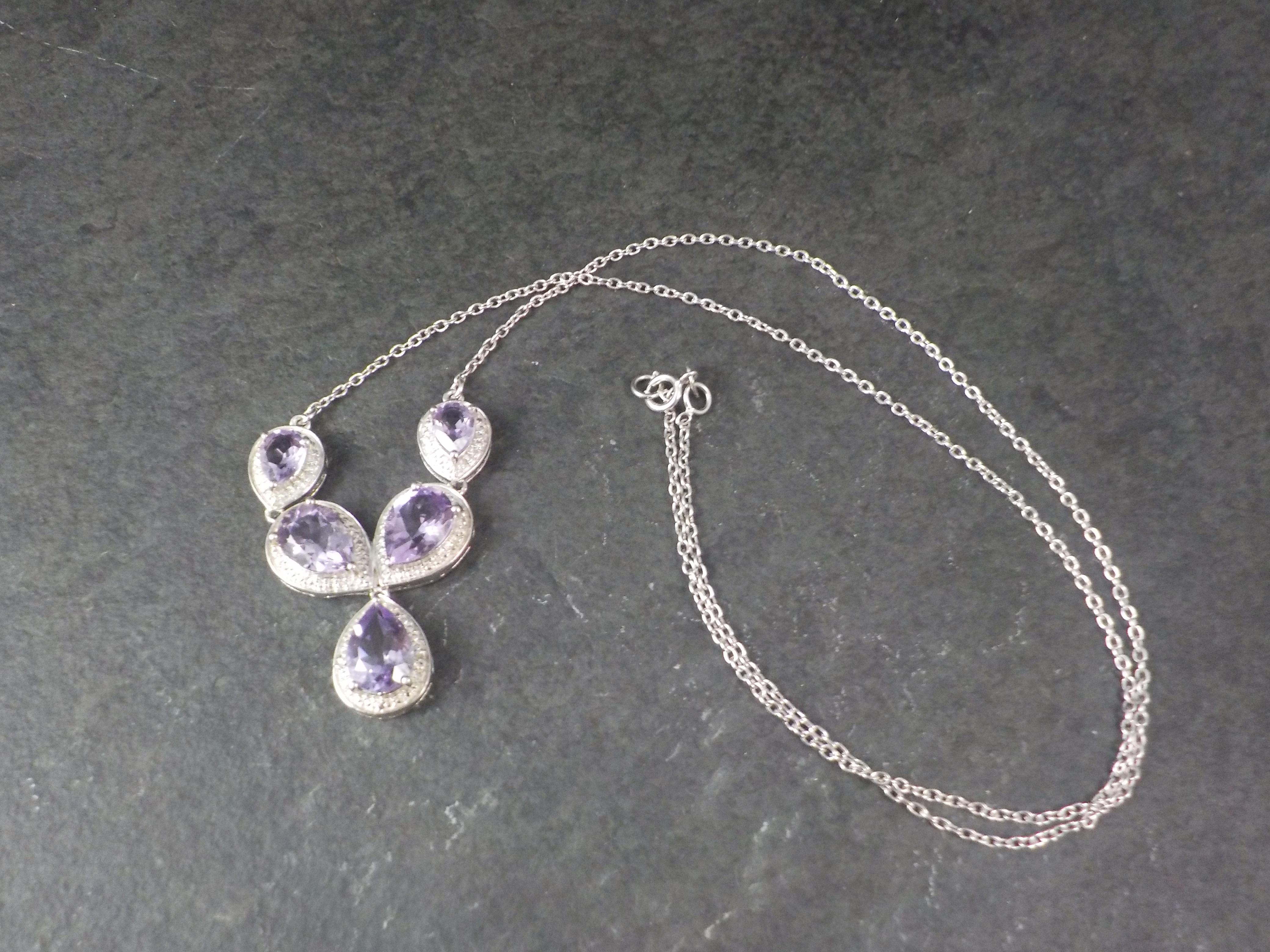 Women's Estate Sterling Silver Amethyst Y Necklace For Sale