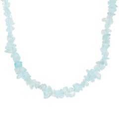 Estate Sterling Silver Aqua Necklace & Bracelet Set