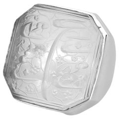 Estate Sterling Silver & Durr Al Najaf Engraved Arabic Calligraphy Men's Ring