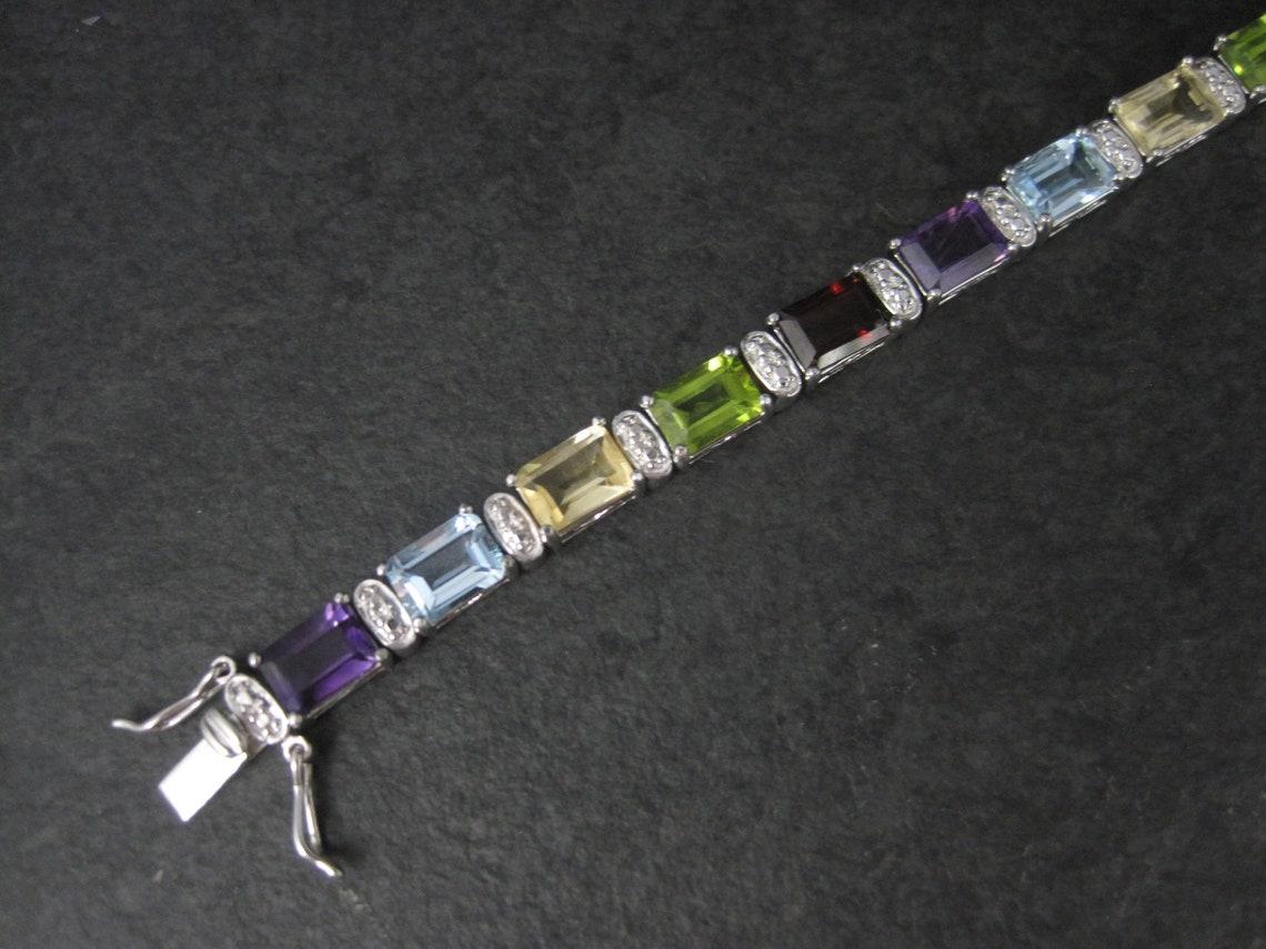 Estate Sterling Silber Edelstein-Tennis-Armband 7,5 Zentimeter Damen