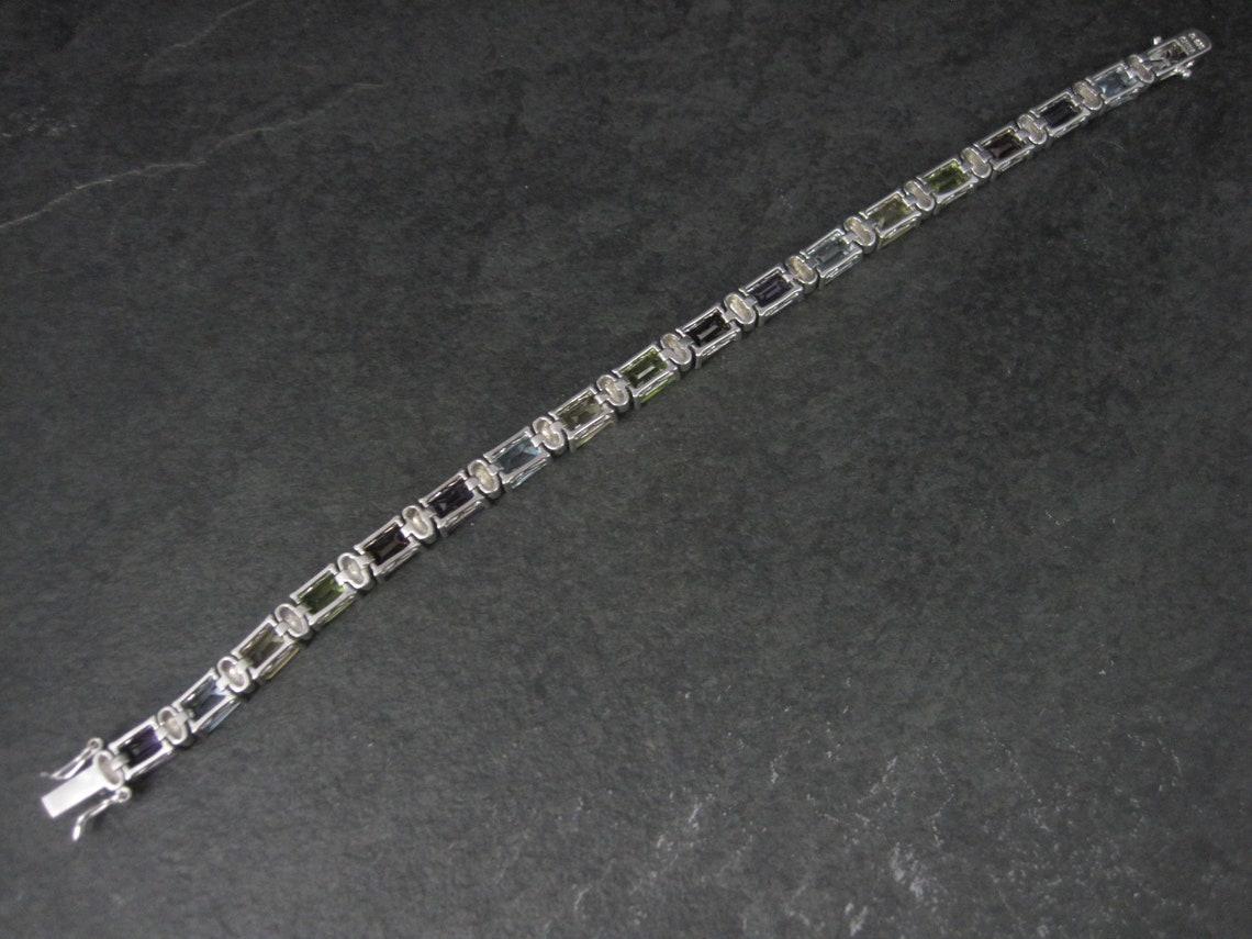Estate Sterling Silber Edelstein-Tennis-Armband 7,5 Zentimeter 3