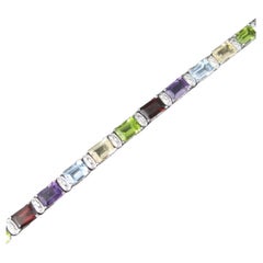 Estate Sterling Silber Edelstein-Tennis-Armband 7,5 Zentimeter