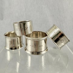 Estate Sterling Silver Napkin Rings, mixed set of four