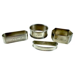 Nachlass-Serviergeschirrringe aus Sterlingsilber, vierer-Set, gemischtes Set