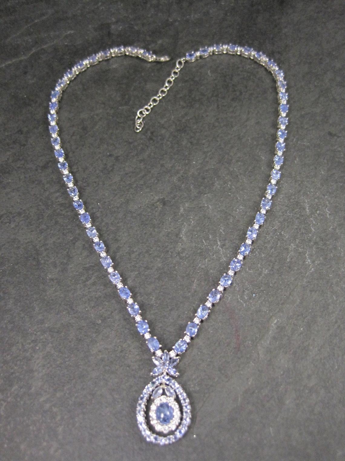Victorian Estate Sterling Silver Tanzanite Necklace For Sale