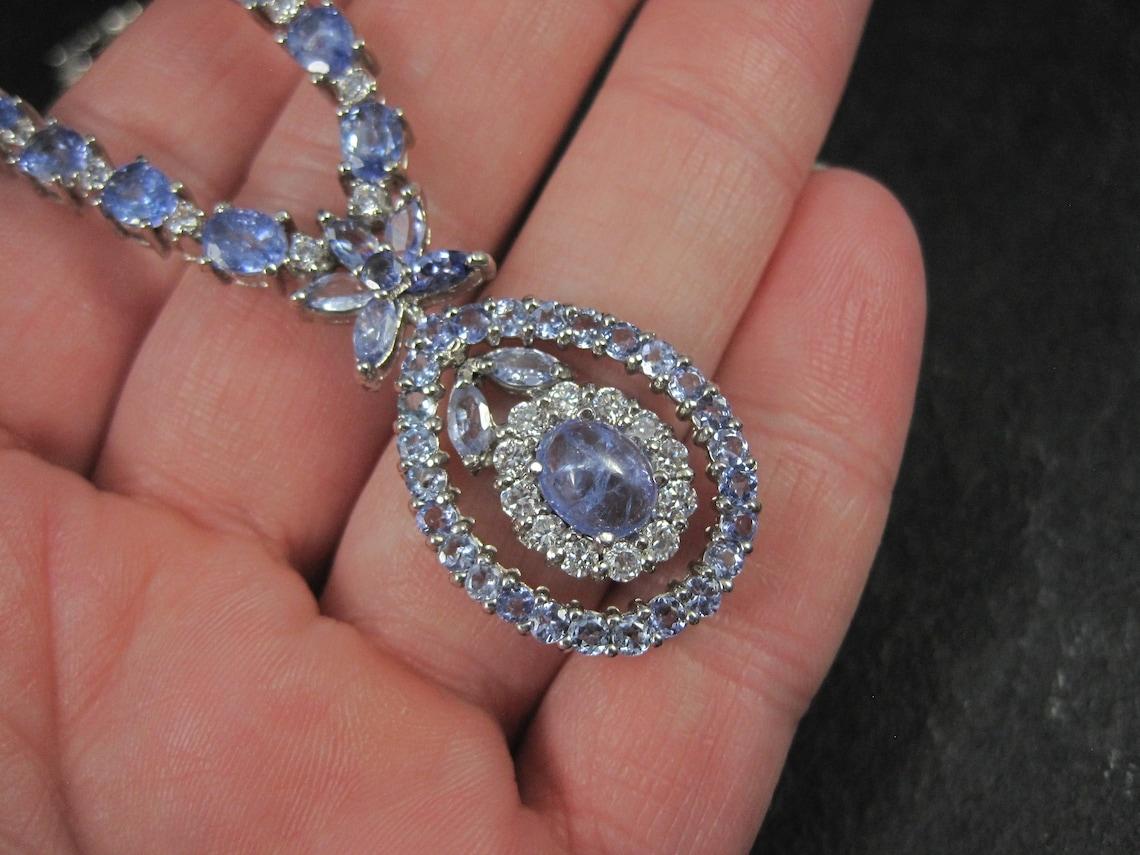 Estate Sterling Silver Tanzanite Necklace In Excellent Condition For Sale In Webster, SD