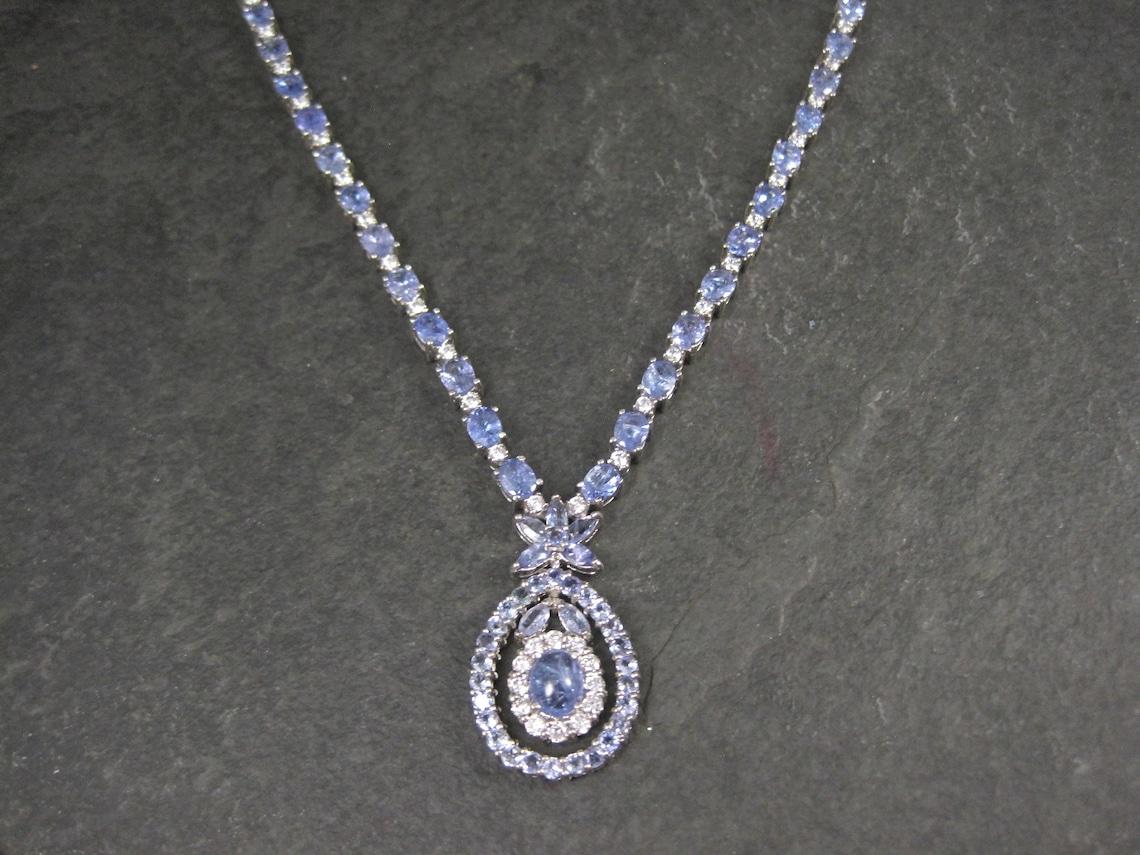 Women's Estate Sterling Silver Tanzanite Necklace For Sale