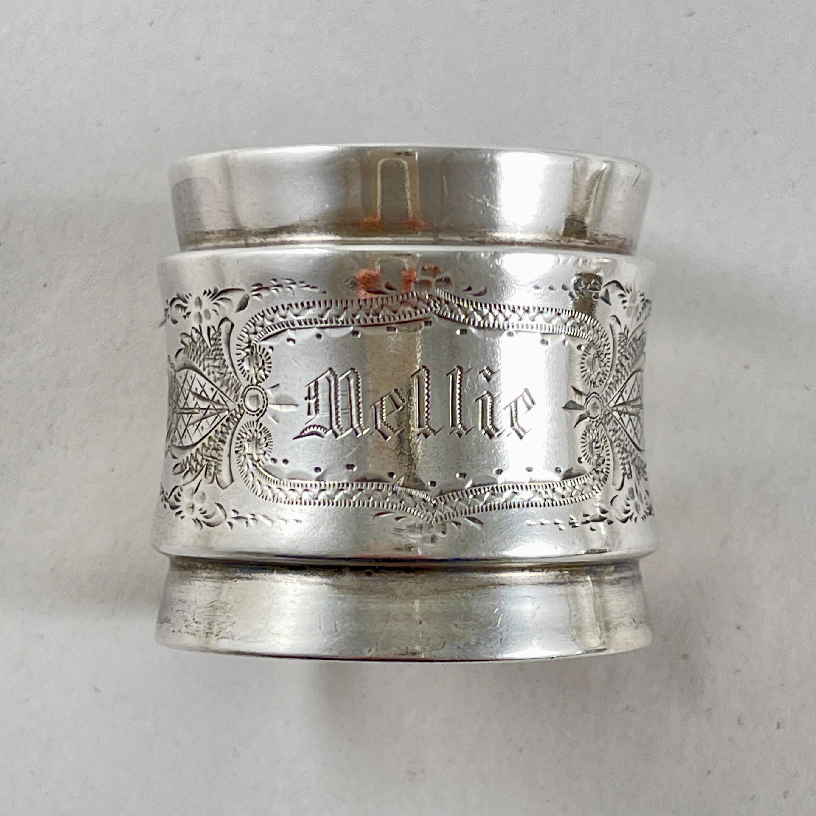 Estate Sterling Silver Wide Band Napkin Rings, set mixte de quatre en vente 2