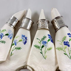 Estate Sterling Silver Wide Band Napkin Rings, mixed set of four