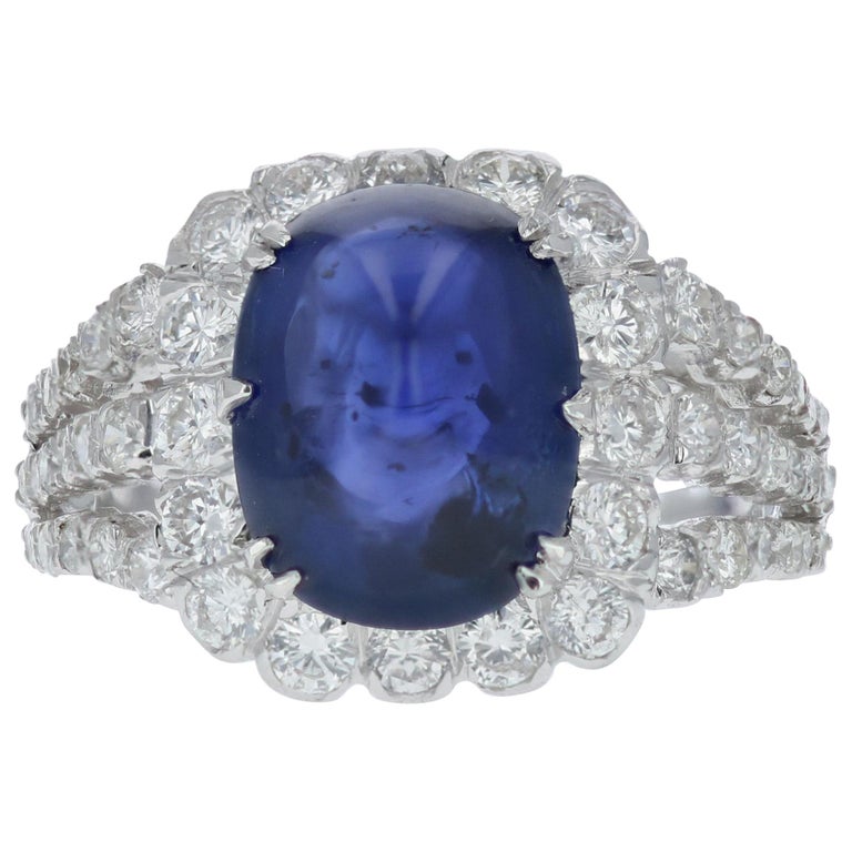 Estate SugarLoaf Sapphire and Diamond Cocktail Ring For Sale at 1stDibs