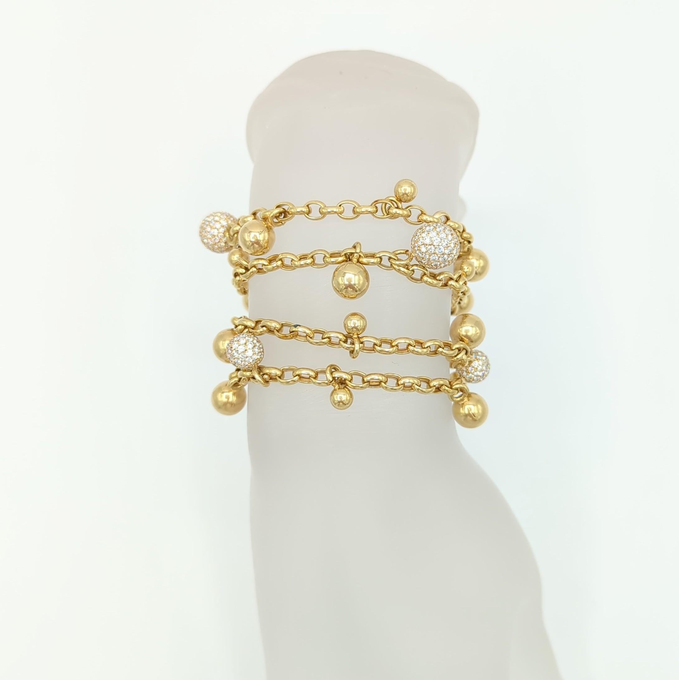 Nachlass Tallarico Pave Diamant Kugeln Chunky Halskette und Armband Set in 18K  im Angebot 6
