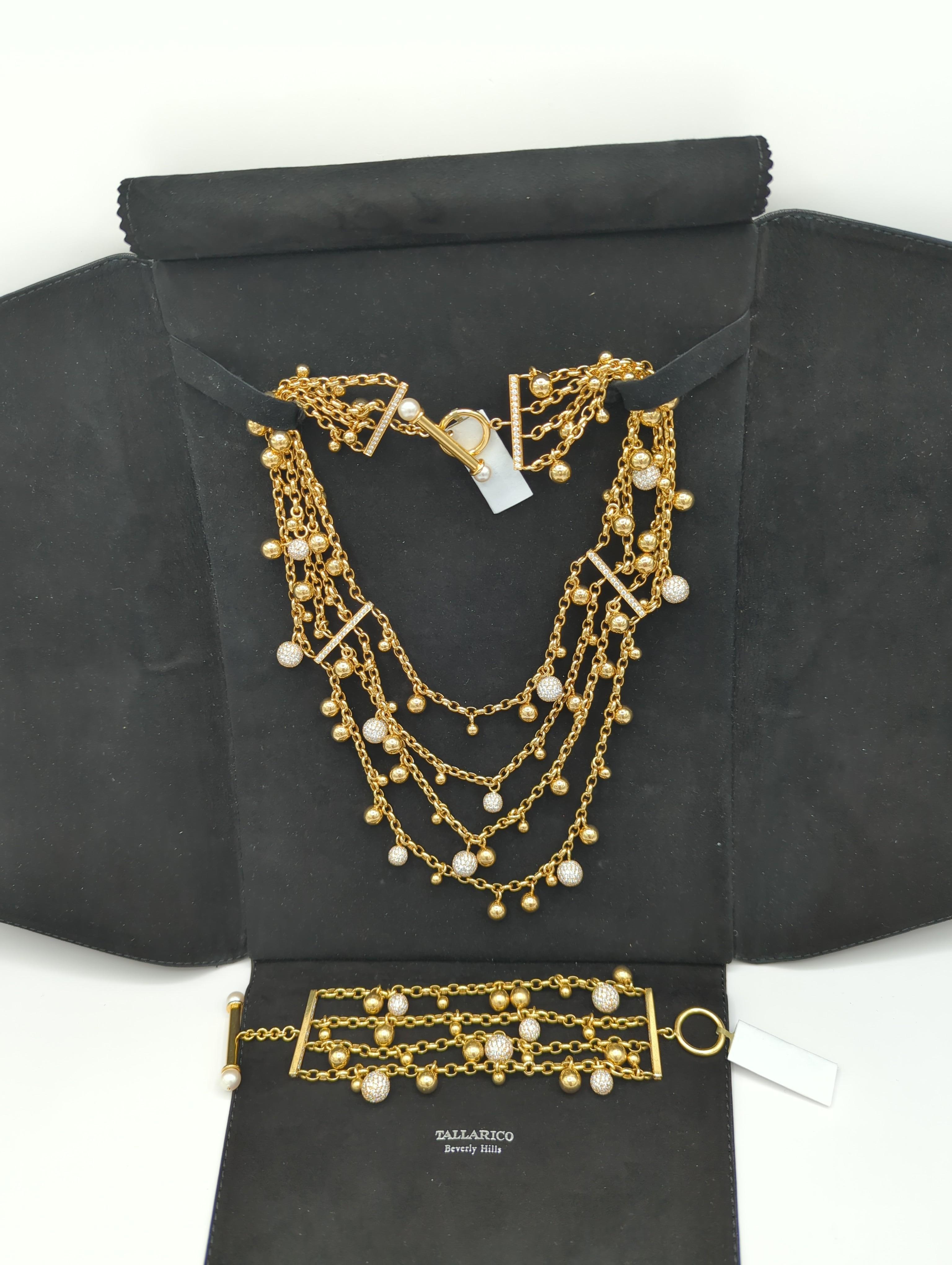 Nachlass Tallarico Pave Diamant Kugeln Chunky Halskette und Armband Set in 18K  im Angebot 2