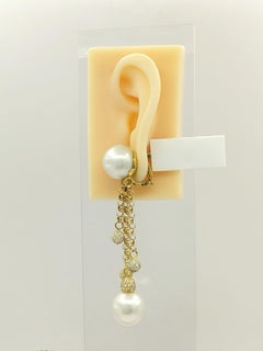 Pendientes Estate Tallarico de perla de los mares del sur y diamante blanco de 18 quilates