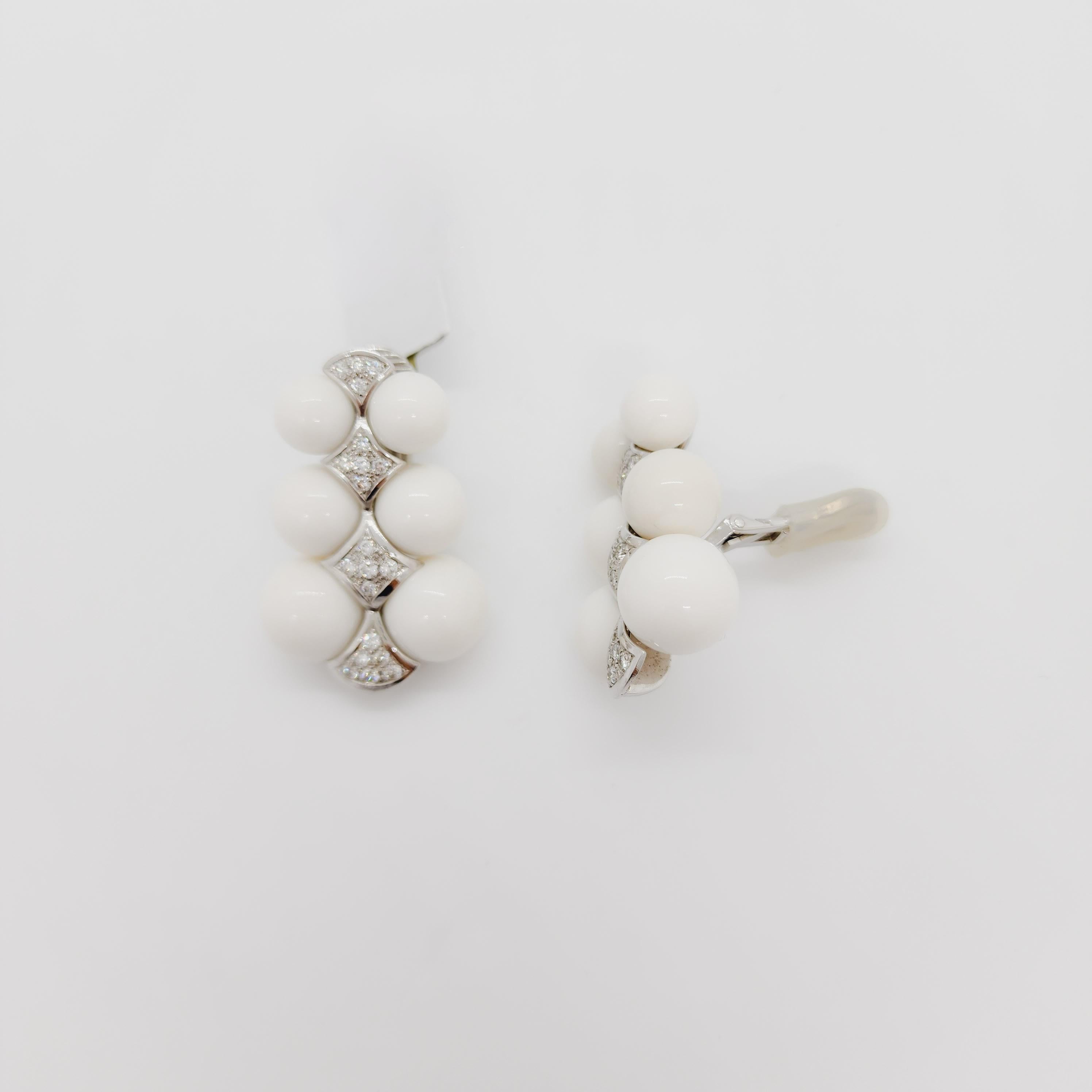 Nachlass Tallarico Weiße Diamant-Ohrringe aus 18 Karat Weißgold im Angebot 1
