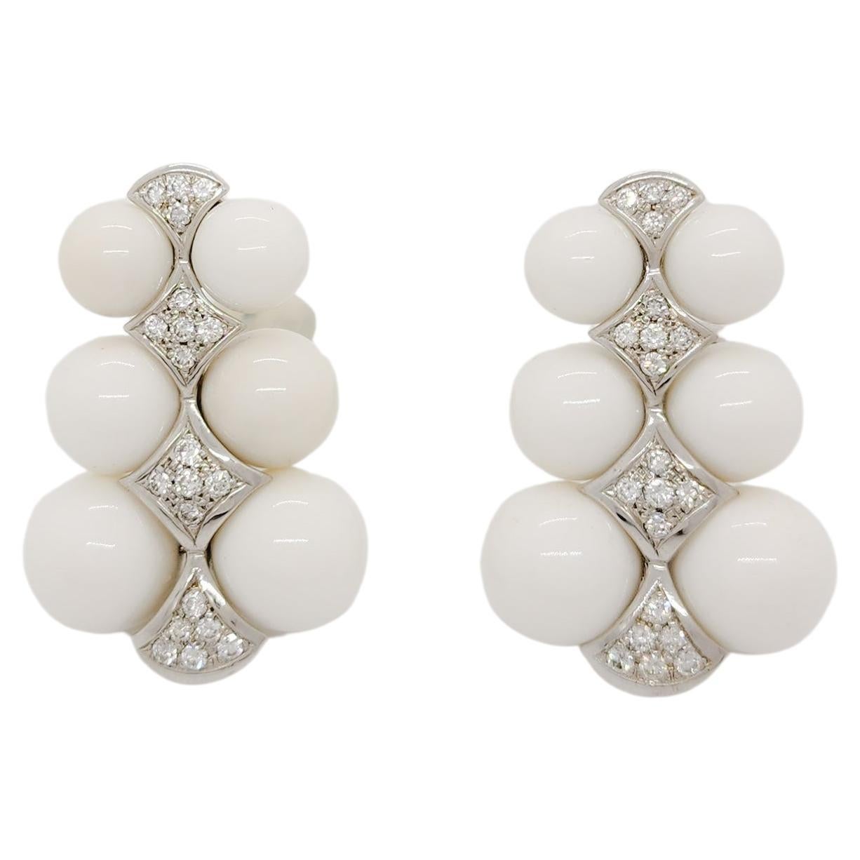 Nachlass Tallarico Weiße Diamant-Ohrringe aus 18 Karat Weißgold im Angebot