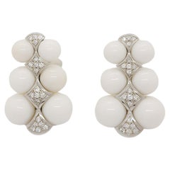 Estate Tallarico White Diamond Earrings in 18k White Gold
