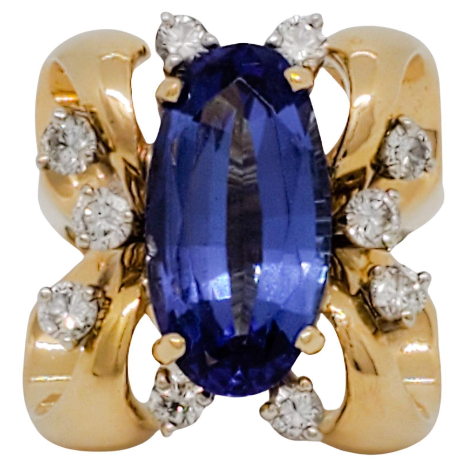 Estate Rubellite and White Diamond Cocktail Ring in 18k Yellow Gold at ...
