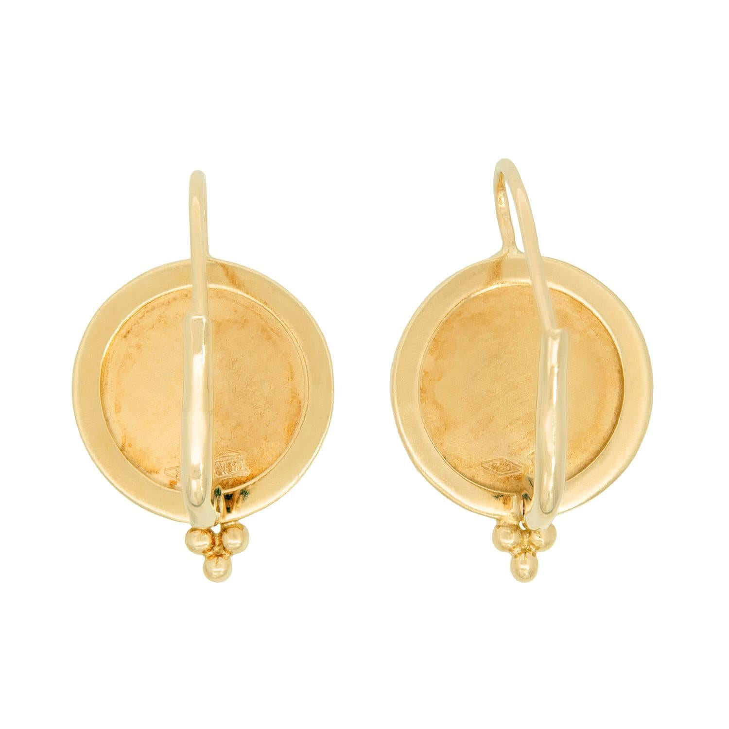 Contemporary Estate Temple St. Clair 18k Cherub Earrings For Sale