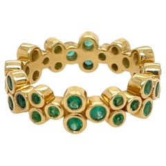 Estate Temple St Clair Emerald Eternity Band 18k Yellow Gold