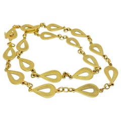 Estate Textured Pear Link Chain Necklace 18k Yellow 64 Grams!
