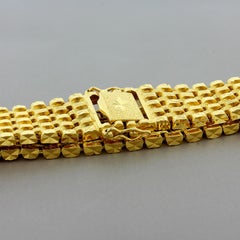 Estate Textured Wide Gold Bracelet