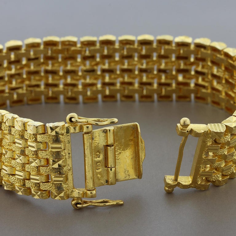 Estate Textured Wide Gold Bracelet at 1stDibs wide gold bracelets