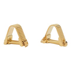 Estate Textured Yellow Gold Stirrup Cufflinks