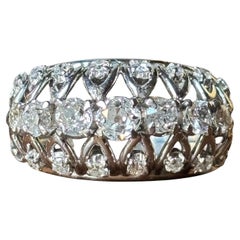 Estate Three Row Diamond Domed Band Ring. Ca. 1950's
