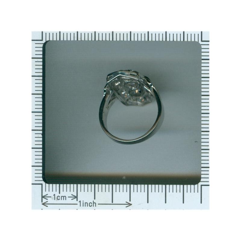 Estate Three-Stone Diamond Platinum Art Deco Engagement Ring For Sale 7