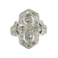 Estate Three-Stone Diamond Platinum Art Deco Engagement Ring