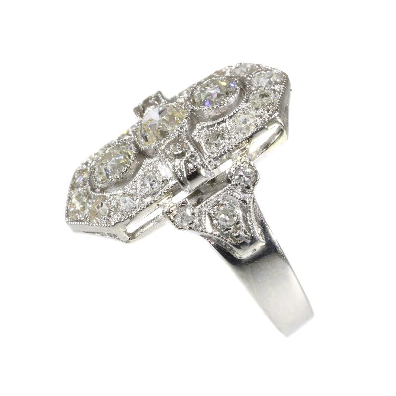 Women's Estate Three-Stone Diamond Platinum Art Deco Engagement Ring For Sale