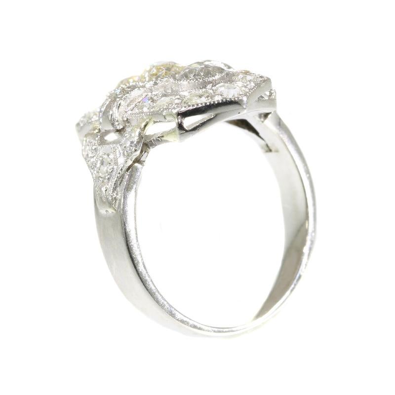 Estate Three-Stone Diamond Platinum Art Deco Engagement Ring For Sale 1