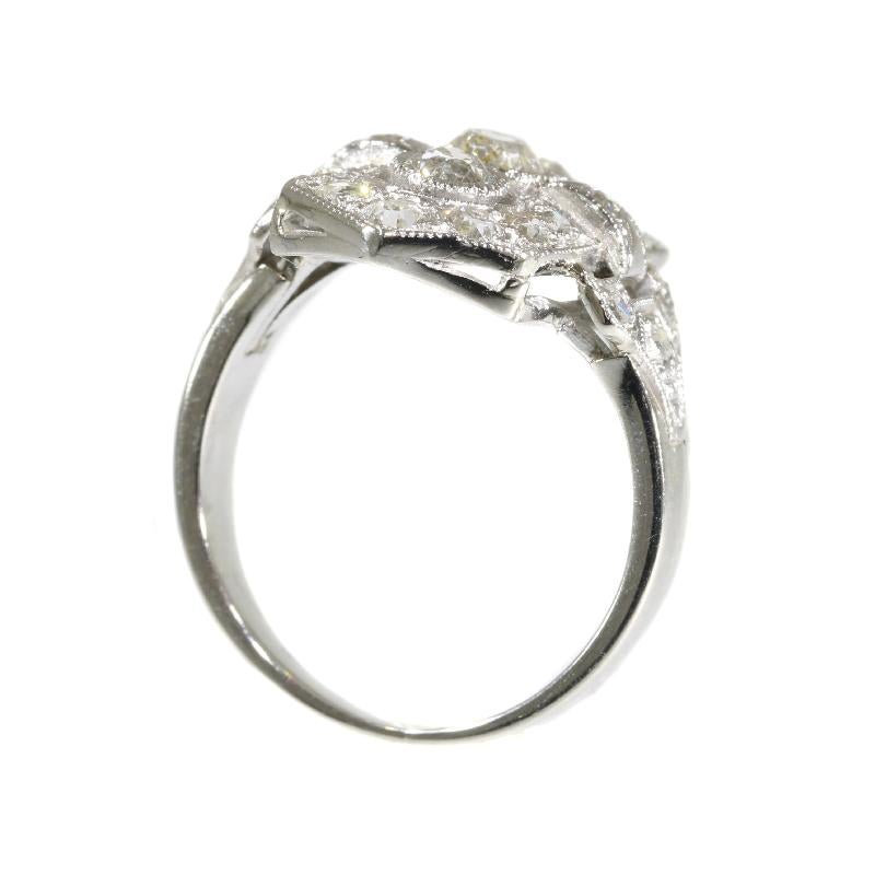 Estate Three-Stone Diamond Platinum Art Deco Engagement Ring For Sale 2