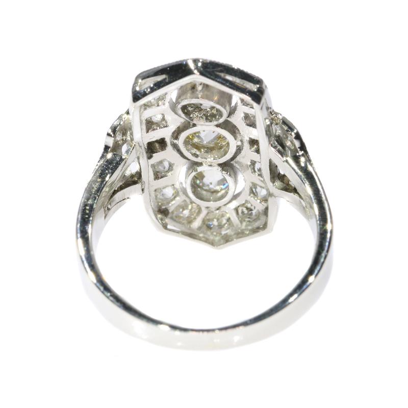 Estate Three-Stone Diamond Platinum Art Deco Engagement Ring For Sale 4
