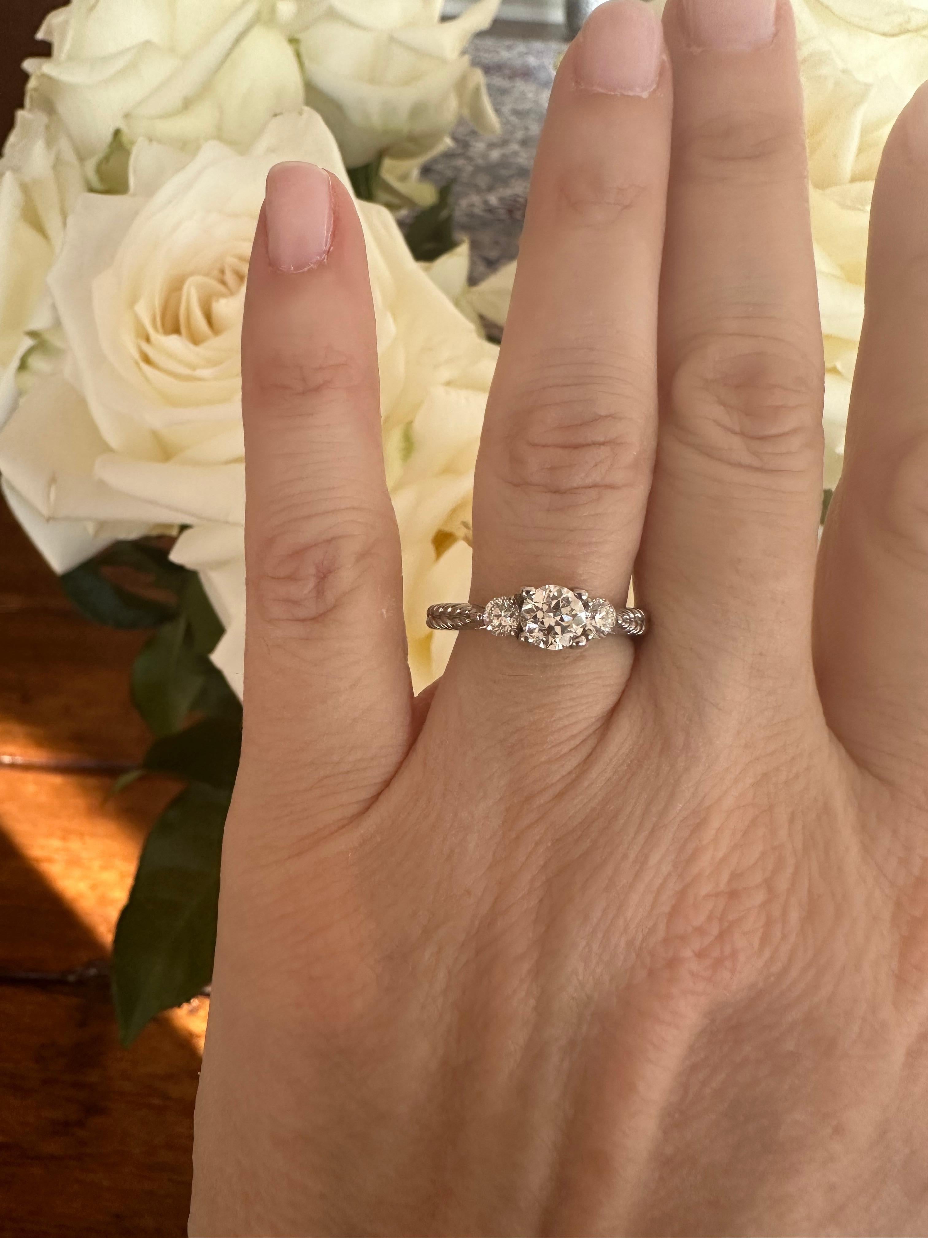 Estate Three-Stone Diamond Ring  For Sale 4