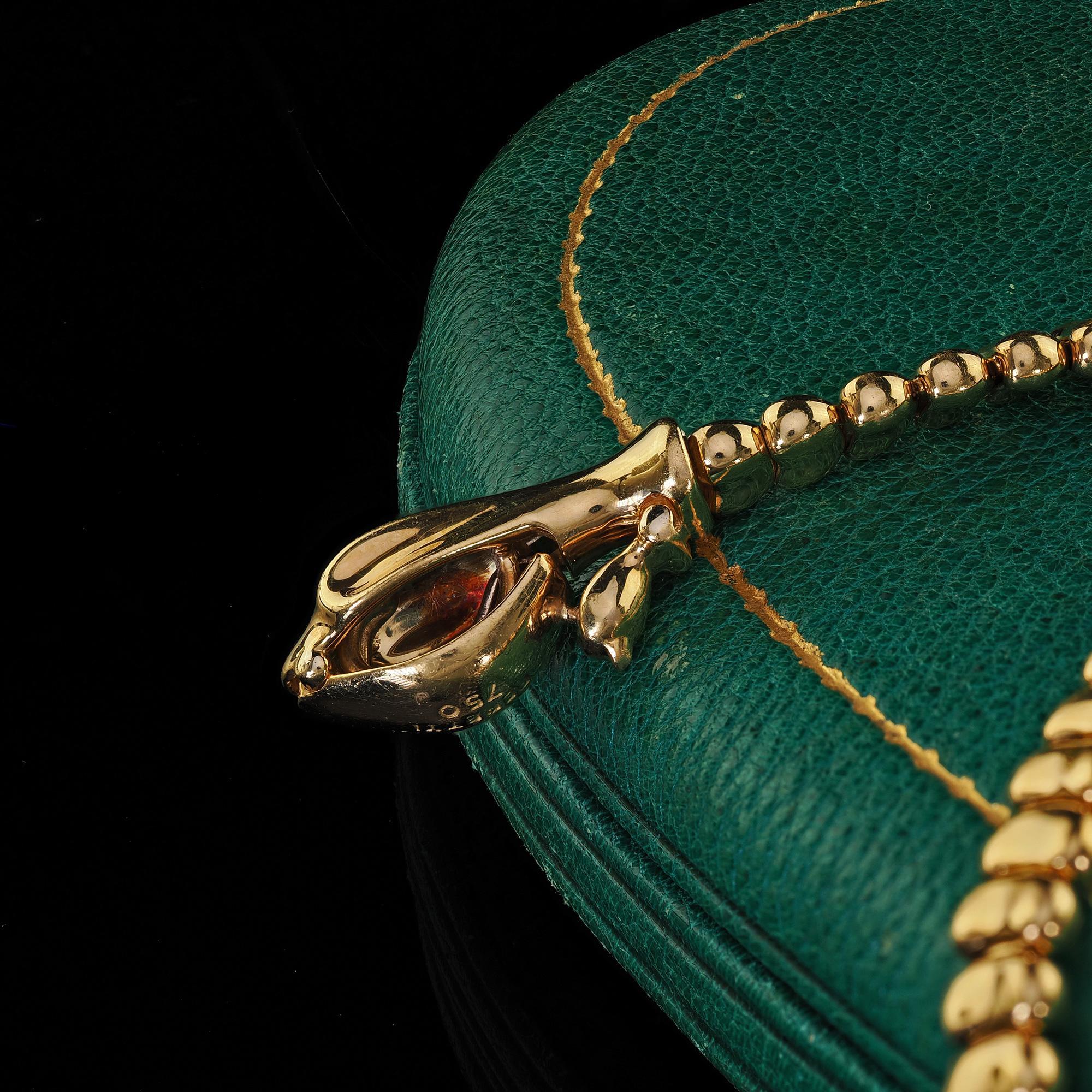 Estate Tiffany and Co Elsa Peretti 18K Yellow Gold Snake Necklace - 27.5 inches For Sale 2
