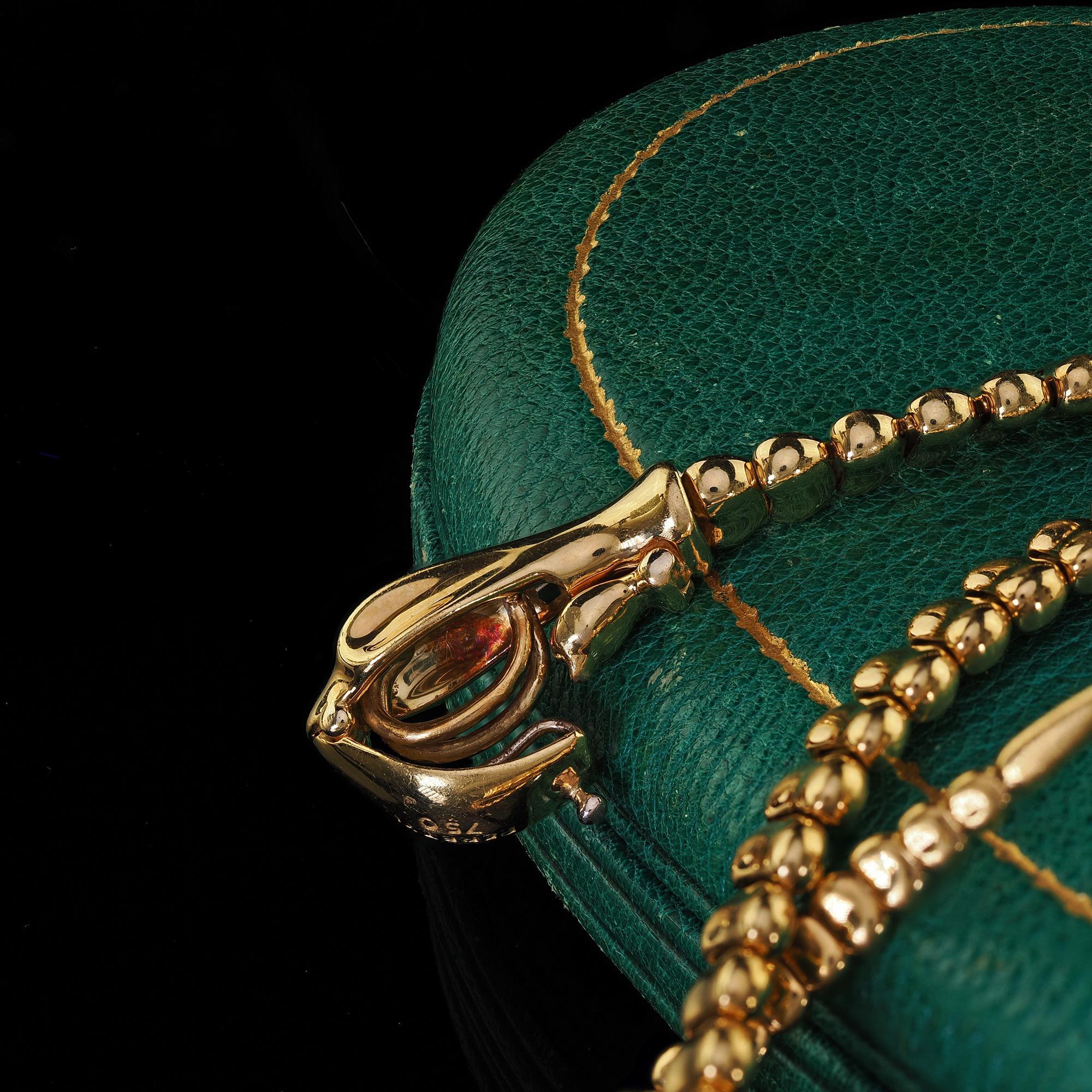 Estate Tiffany and Co Elsa Peretti 18K Yellow Gold Snake Necklace - 27.5 inches For Sale 3