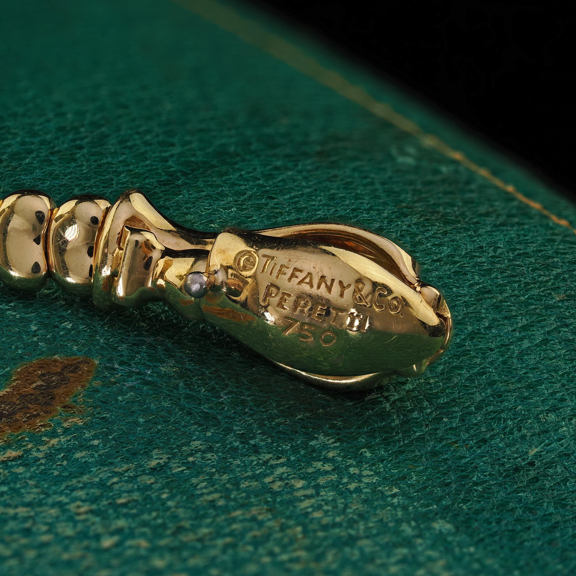 Estate Tiffany and Co Elsa Peretti 18K Yellow Gold Snake Necklace - 27.5 inches For Sale 4
