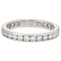 Estate Tiffany & Co. 1 Carat Diamond Wedding Band Platinum Wide Ring