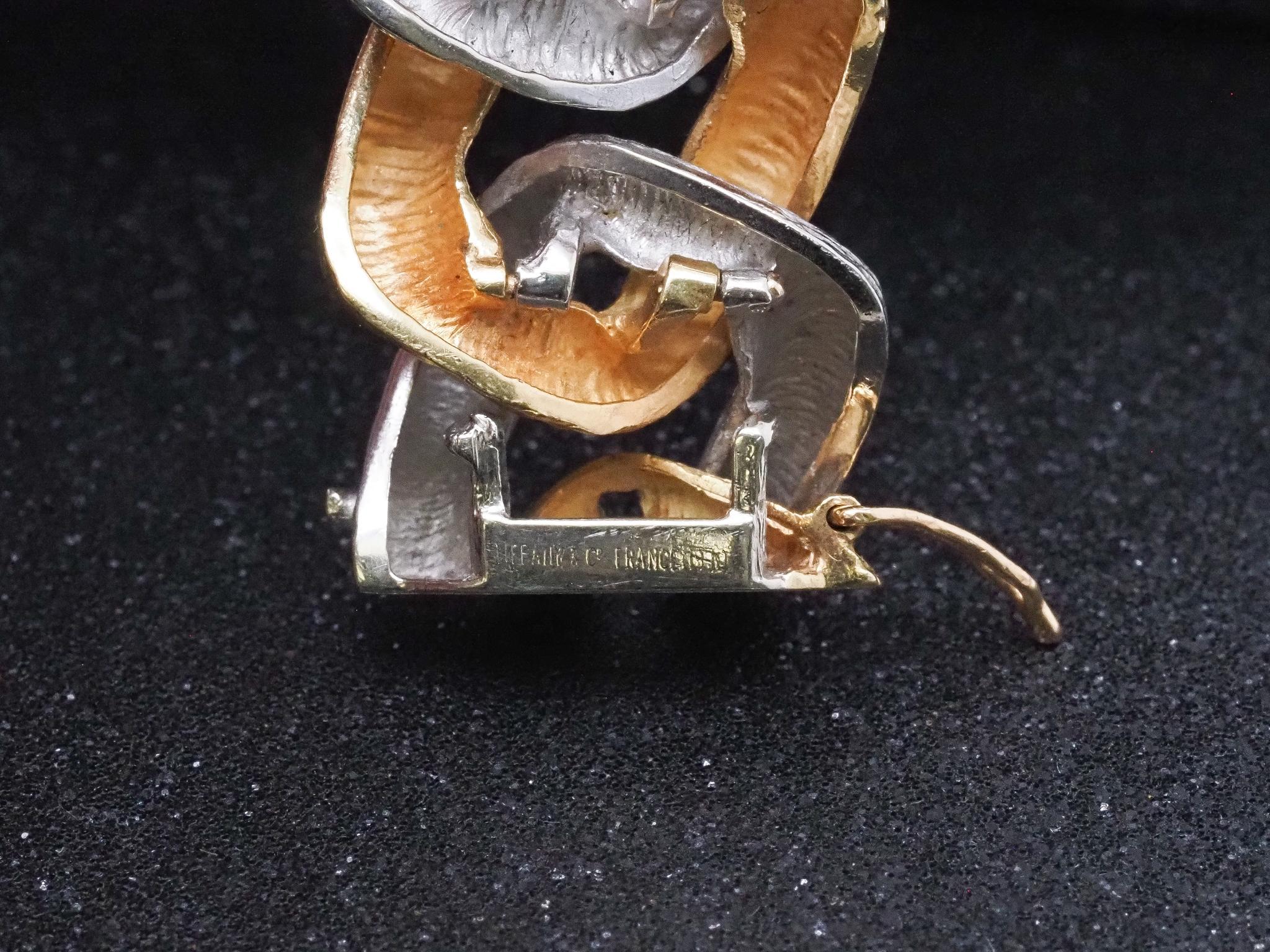 Bracelet à maillons martelés bicolores 18 carats Tiffany & Co., VHK#1002 en vente 8