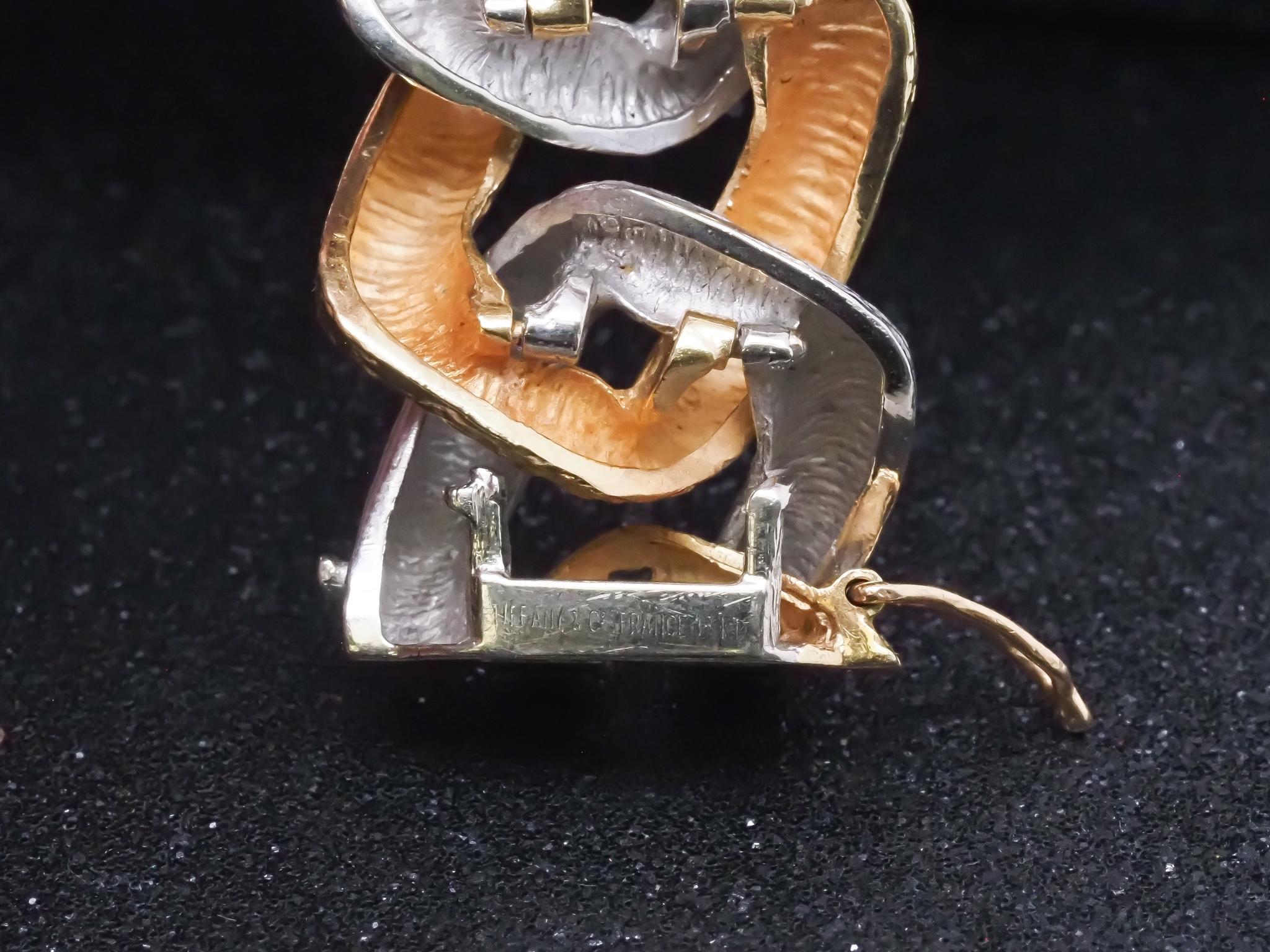 Bracelet à maillons martelés bicolores 18 carats Tiffany & Co., VHK#1002 en vente 9