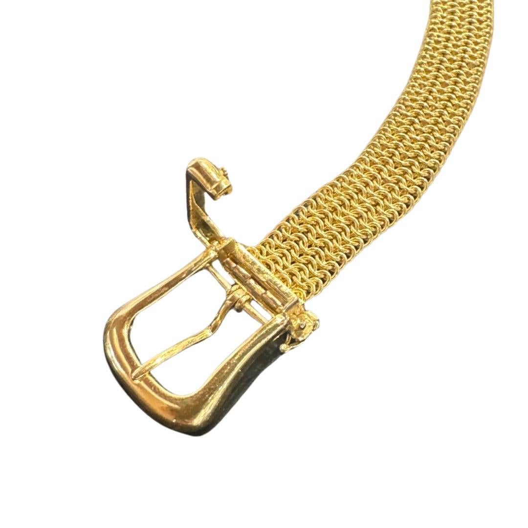 Estate Tiffany & Co. 18k Yellow Gold Buckle Mesh Chain Link Necklace In Good Condition In Miami, FL